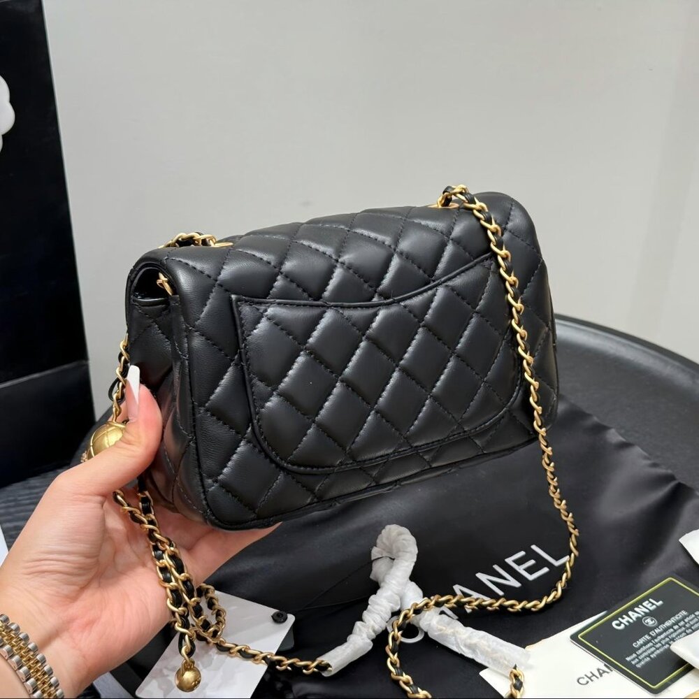 Chanel Mini Black Lambskin Rectangular Pearl Crus… - image 5